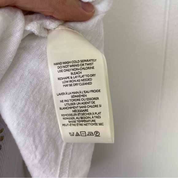 Free People Womens Market Embroidery Trim Tassel Tie V-Neck Tee White Size XS - Picture 11 of 14